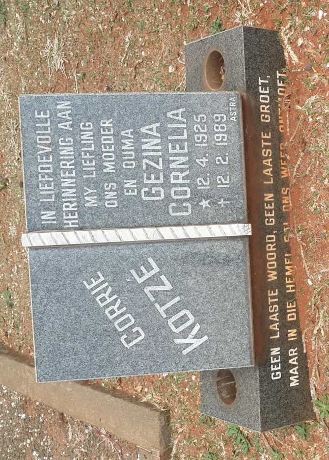 KOTZÉ Gezina Cornelia 1925-1989