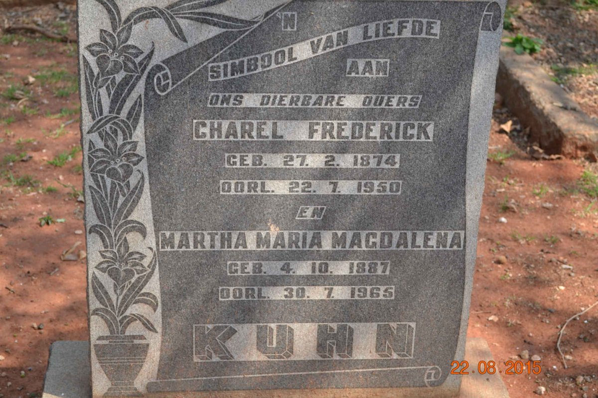 KUHN Charel Frederick 1874-1950 &amp; Martha Maria Magdalena 1887-1965