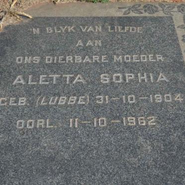LANGE Christoffel Jacobus, de 1894-1958 &amp; Aletta Sophia LUBBE 1904-1962