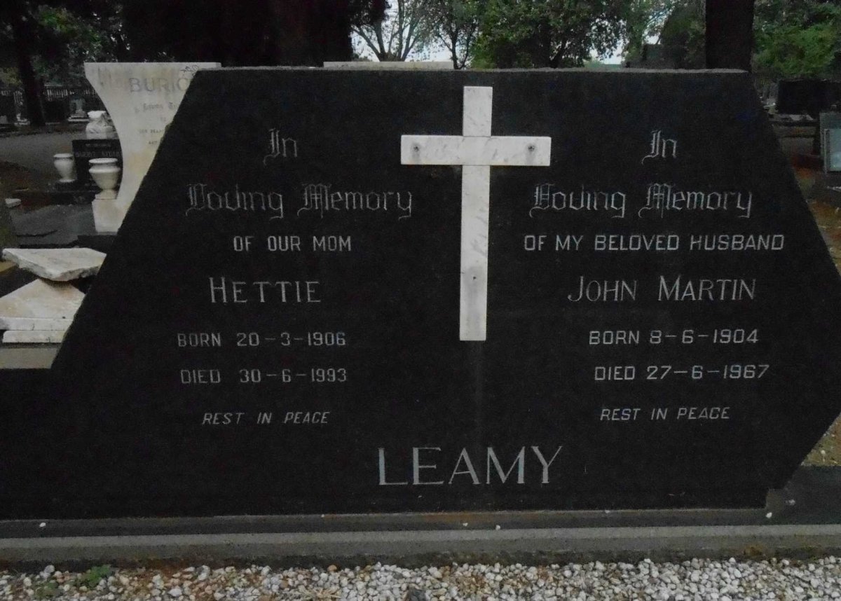 LEAMY John Martin 1904-1967 &amp; Hettie 1906-1993