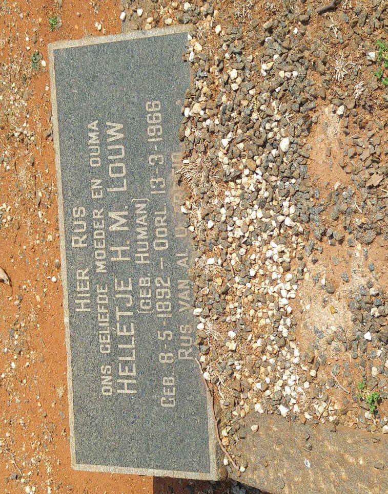 LOUW Hellétje H.M. nee HUMAN 1892-1966