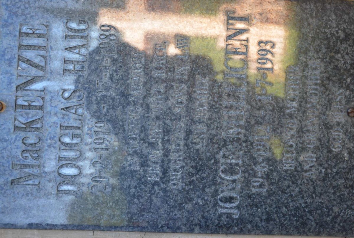MacKENZIE Douglas Haig 1919-1989 &amp; Joyce Millicent 1912-1993