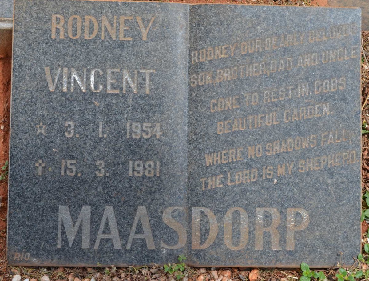 MAASDORP Rodney Vincent 1954-1981