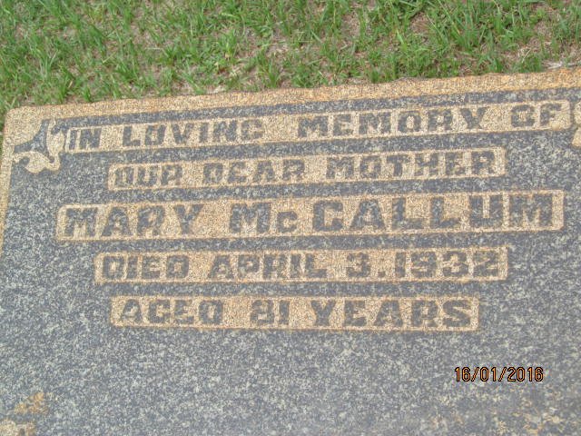McCALLUM Mary -1932
