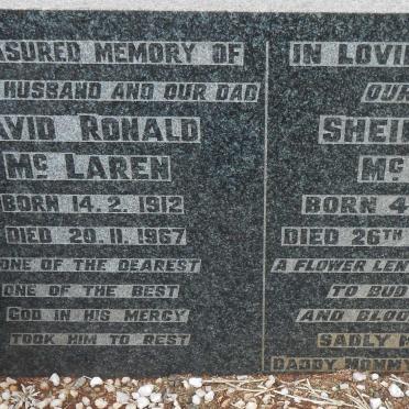 McAREN David Ronald 1912-1967 :: McLAREN Sheila Madge 1935-1949