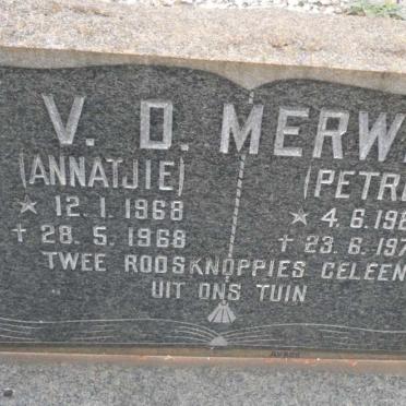 MERWE Petro, v.d. 1963-1972 :: V.D. MERWE Annatjie 1968-1968