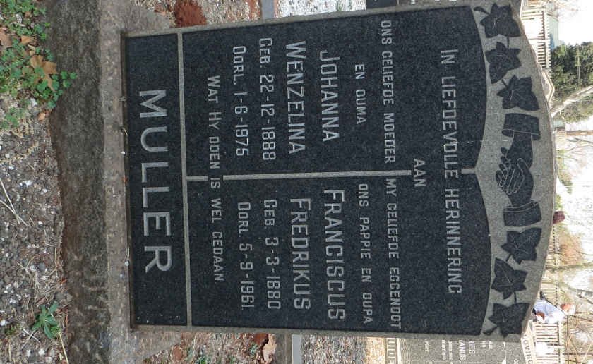 MULLER Franciscus Fredrikus 1880-1961 &amp; Johanna Wenzelina 1888-1975
