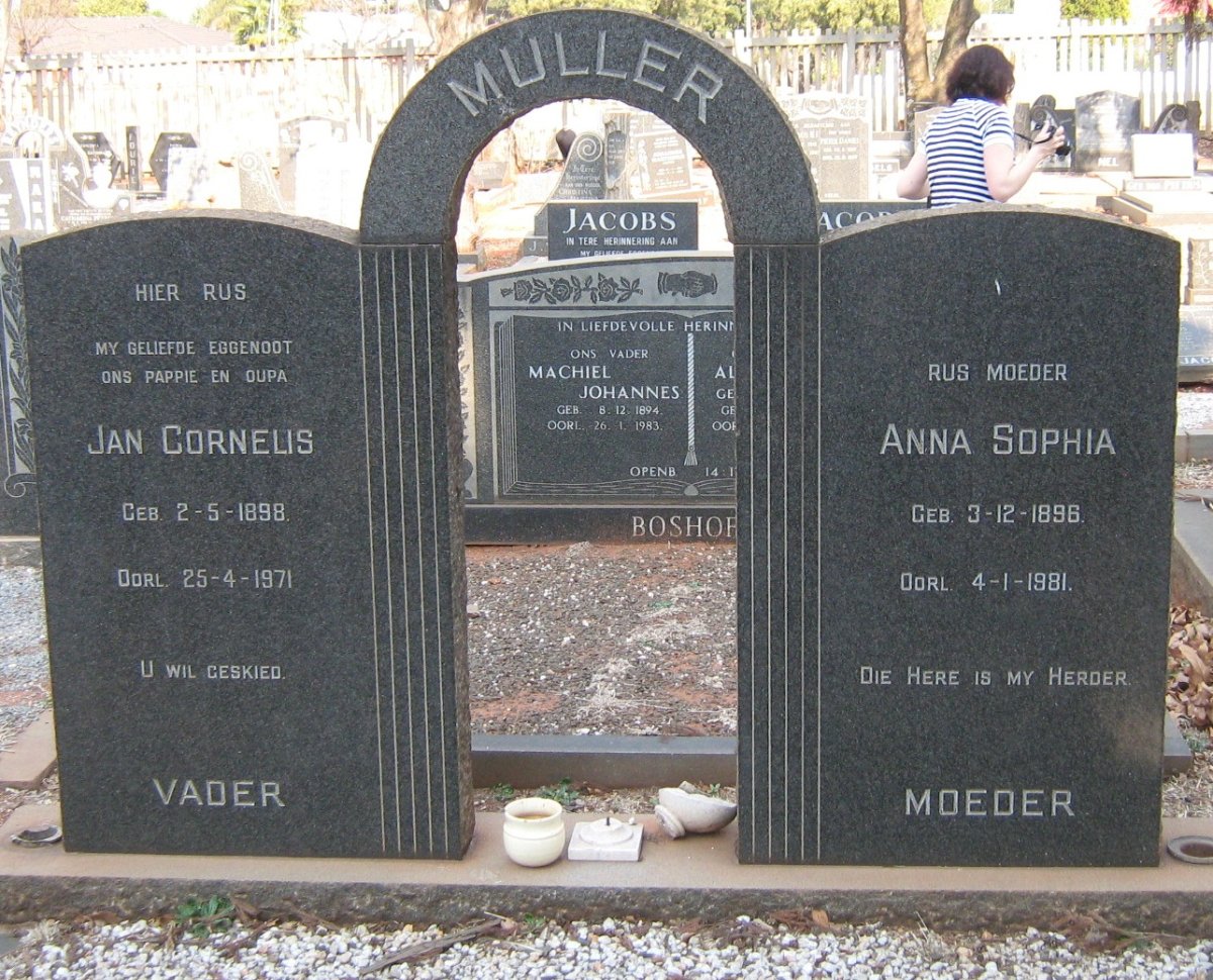 MULLER Jan Cornelis 1898-1971 &amp; Anna Sophia 1896-1981