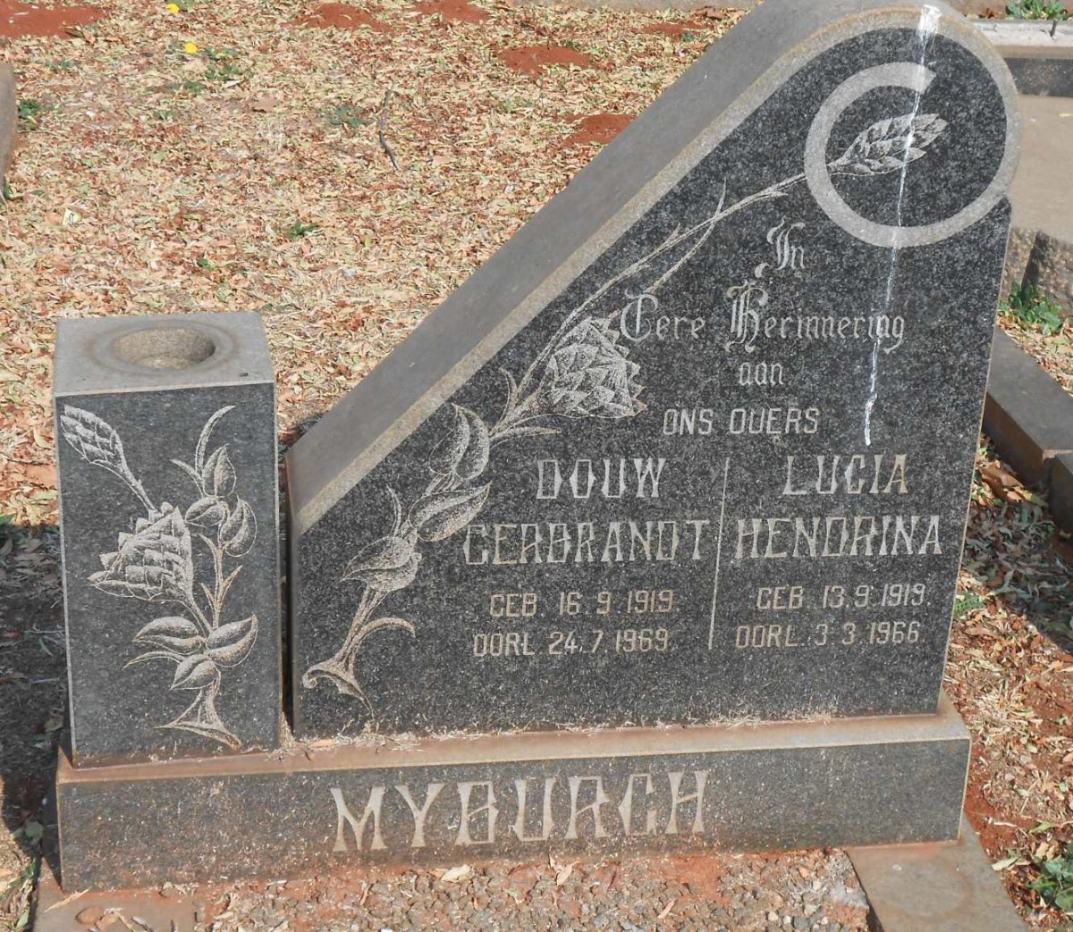 MYBURGH Douw Gerbrandt 1919-1969 &amp; Lucia Hendrina 1919-1966