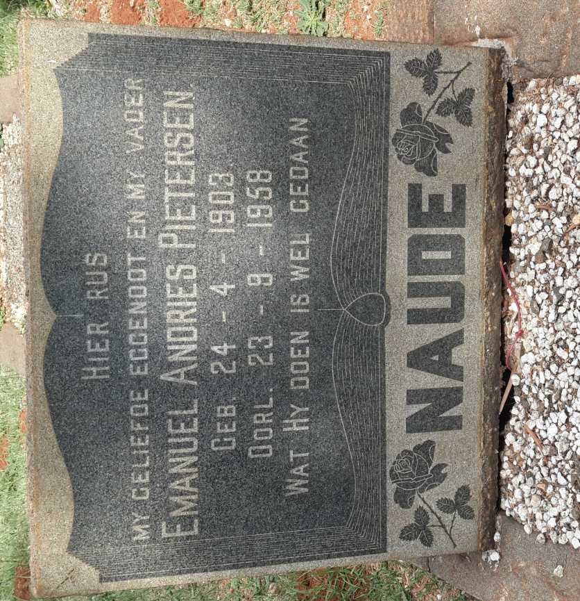 NAUDE Emanuel Andries Pietersen 1903-1958