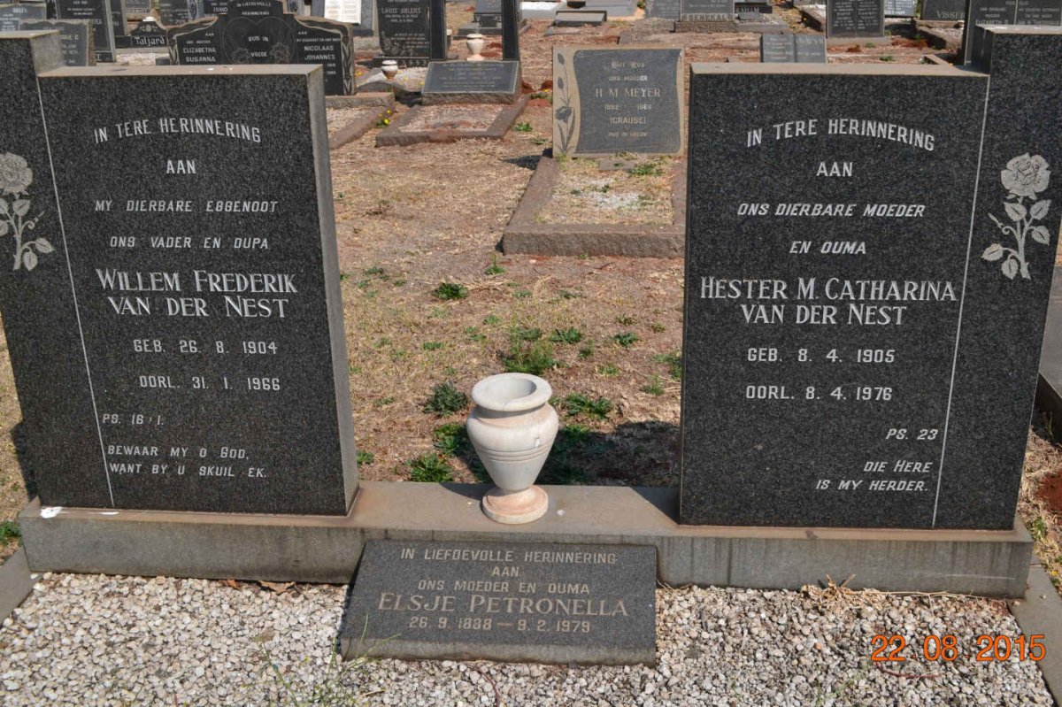 NEST Elsje Petronella, van der 1888-1979 :: VAN DER NEST Willem Frederik 1904-1966 &amp; Hester M. Catharina 1905-1976