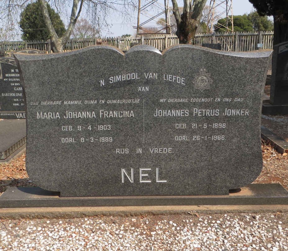 NEL Johannes Petrus Jonker 1898-1966 &amp; Maria Johanna Francina 1903-1989