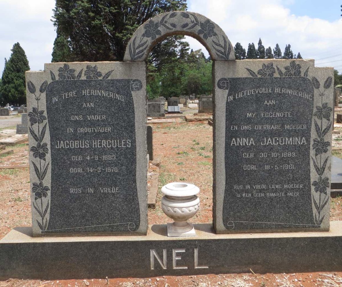 NEL Jacobus Hercules 1883-1970 &amp; Anna Jacomina 1883-1961
