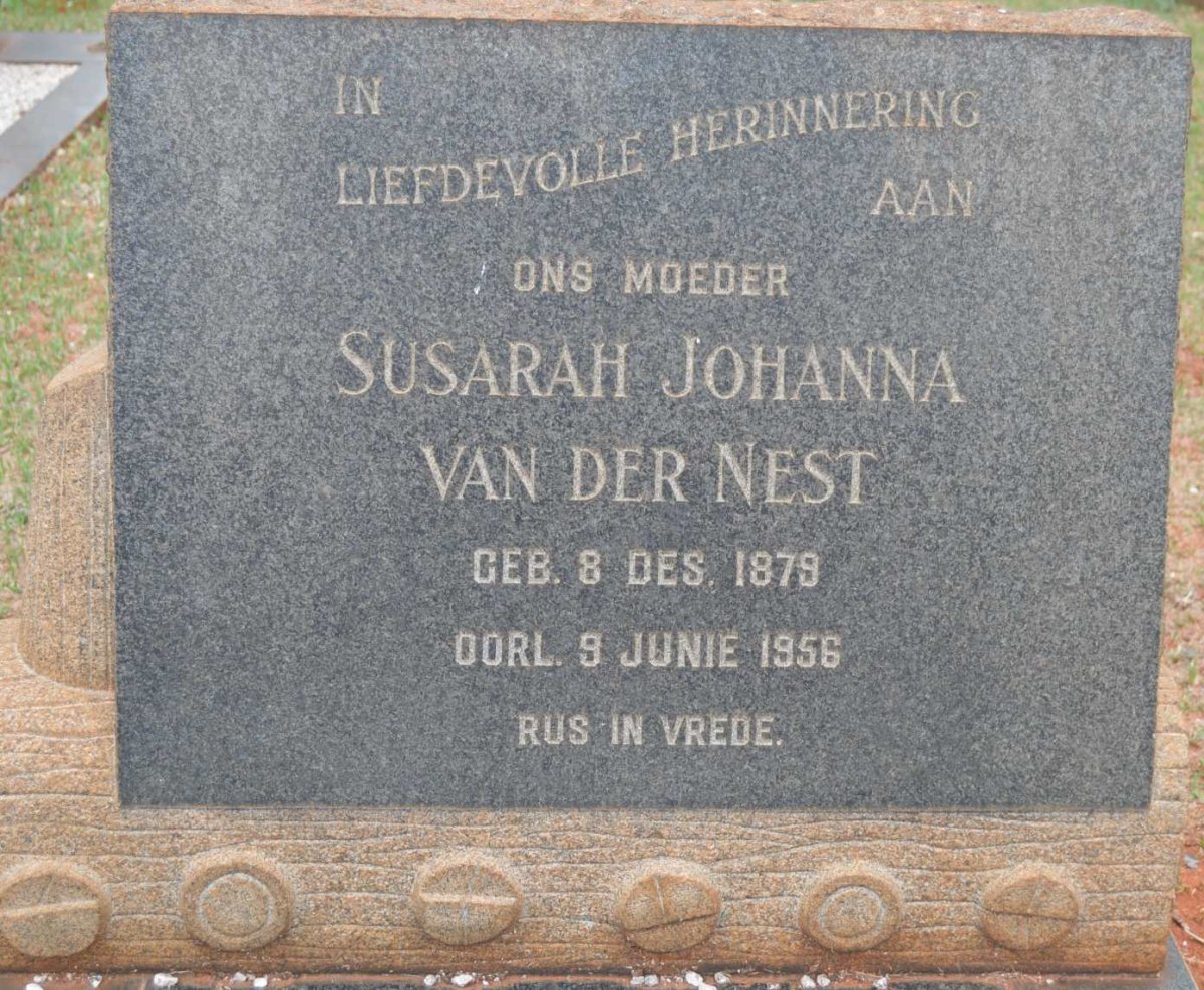 NEST Susarah Johanna, van der 1879-1956