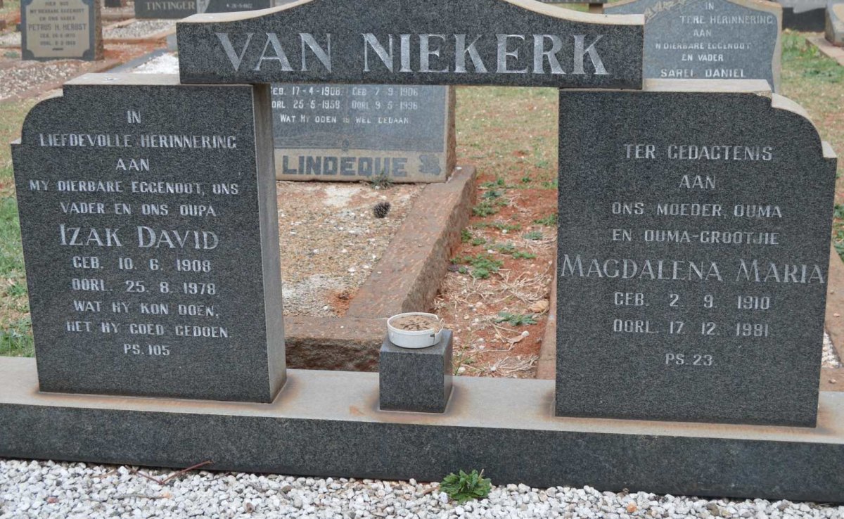 NIEKERK Izak David, van 1908-1978 &amp; Magdalena Maria 1910-1981
