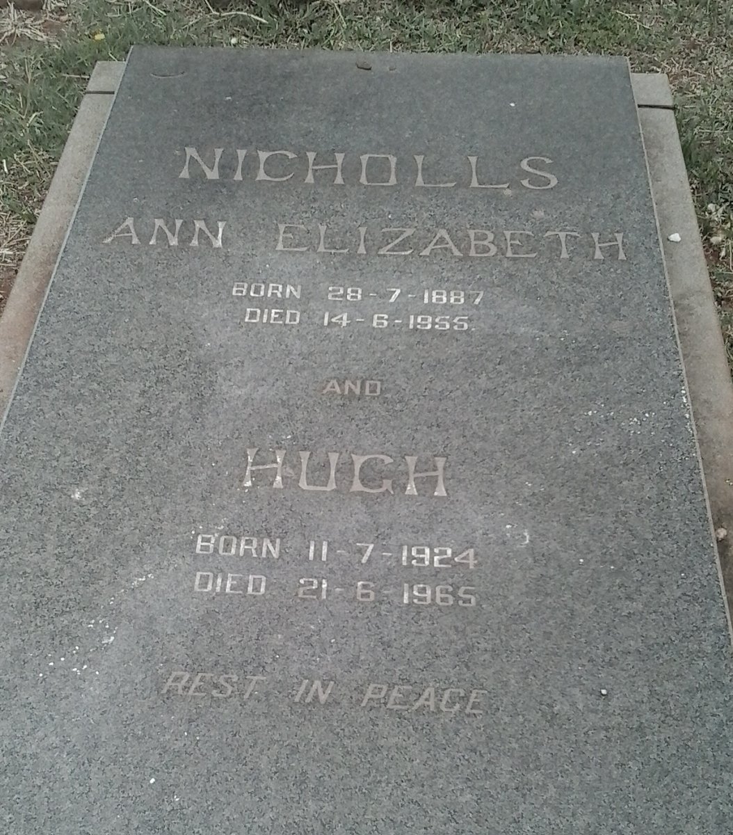 NICHOLLS Hugh 1924-1965 &amp; Ann Elizabeth 1887-1955