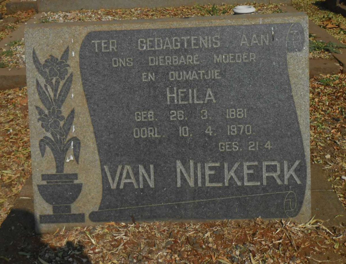 NIEKERK Heila, van 1881-1970