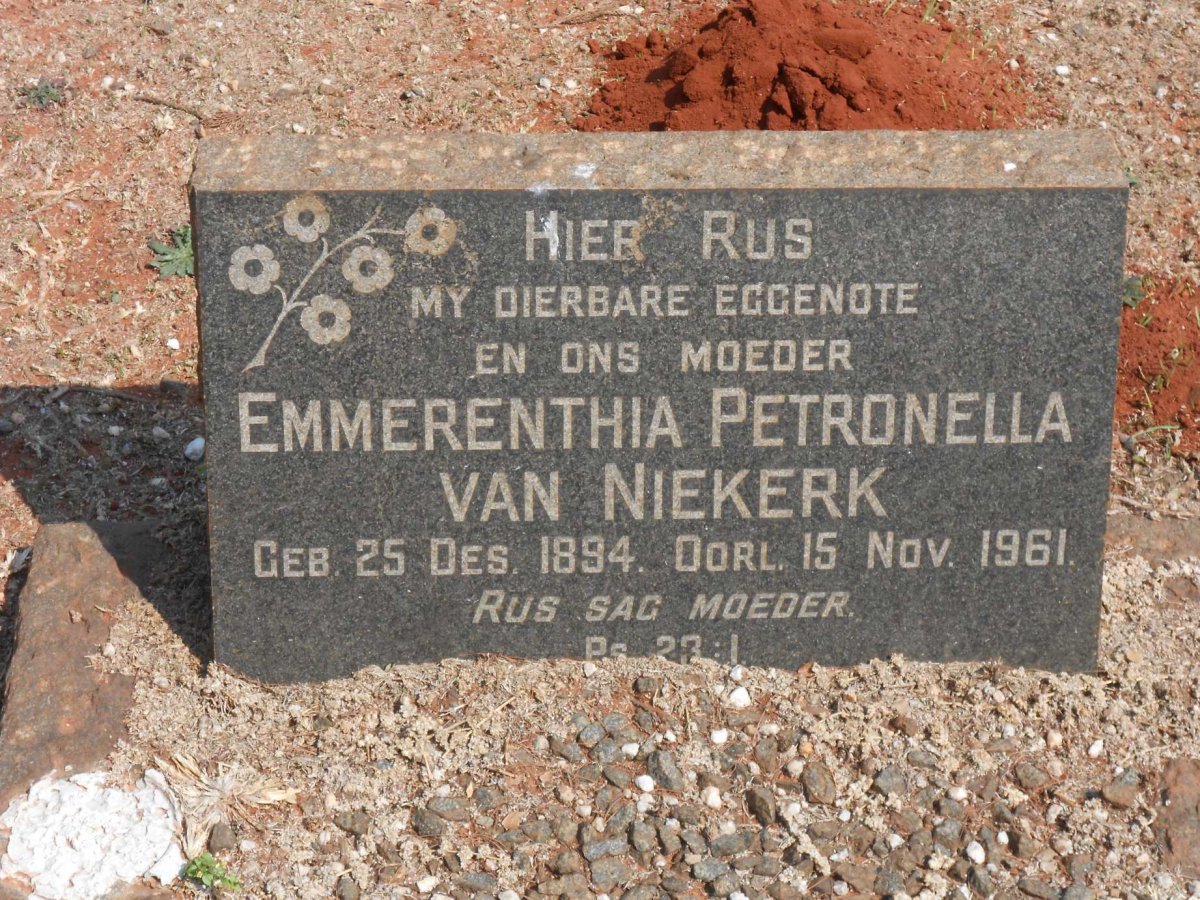 NIEKERK Emmerenthia Petronella, van 1894-1961