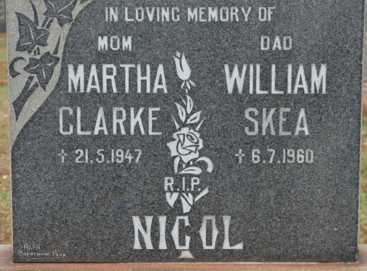 NICOL William Skea -1960 &amp; Martha Clarke -1947