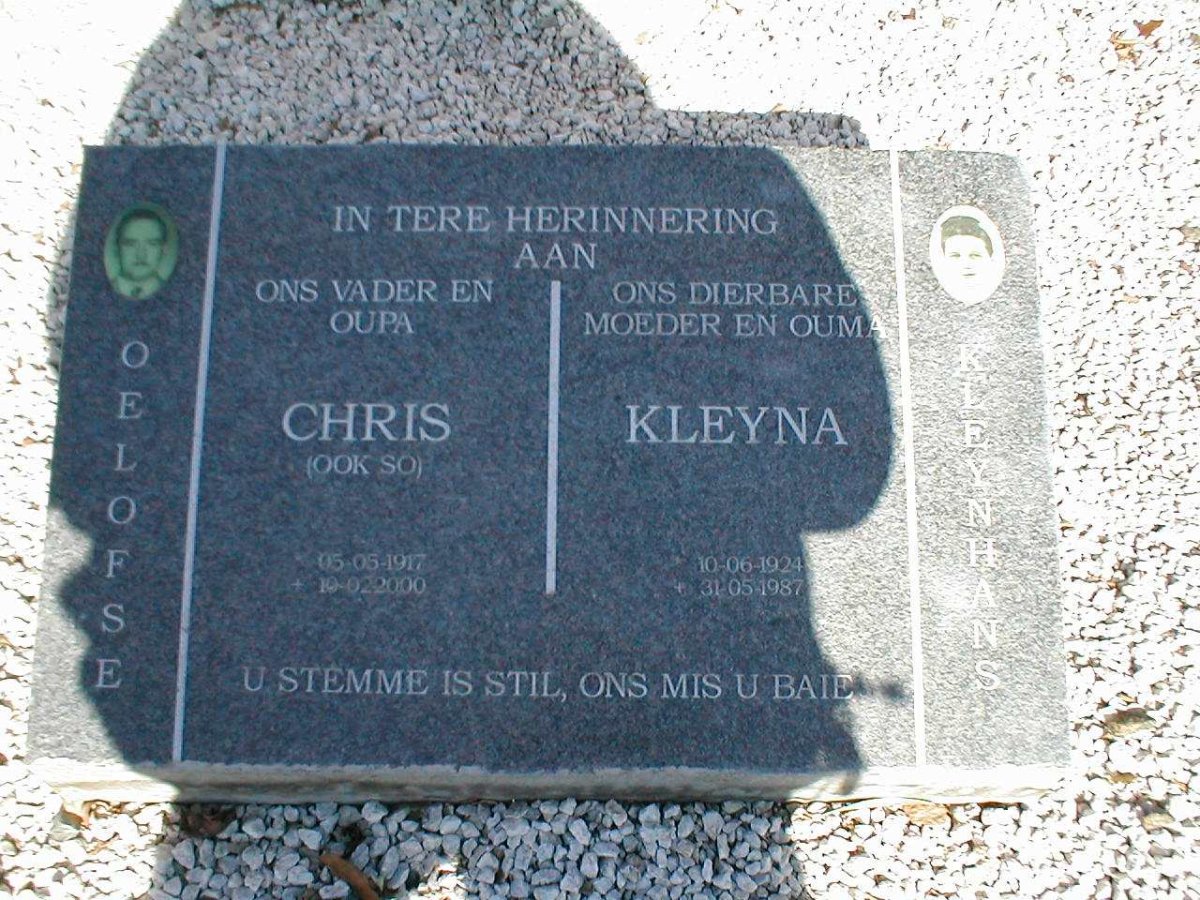 OELOFSE Chris 1917-2000 &amp; Kleyna KLEYNHANS 1924-1987