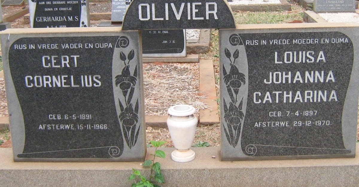 OLIVIER Gert Cornelius 1891-1966 &amp; Louisa Johanna Catharina 1897-1970