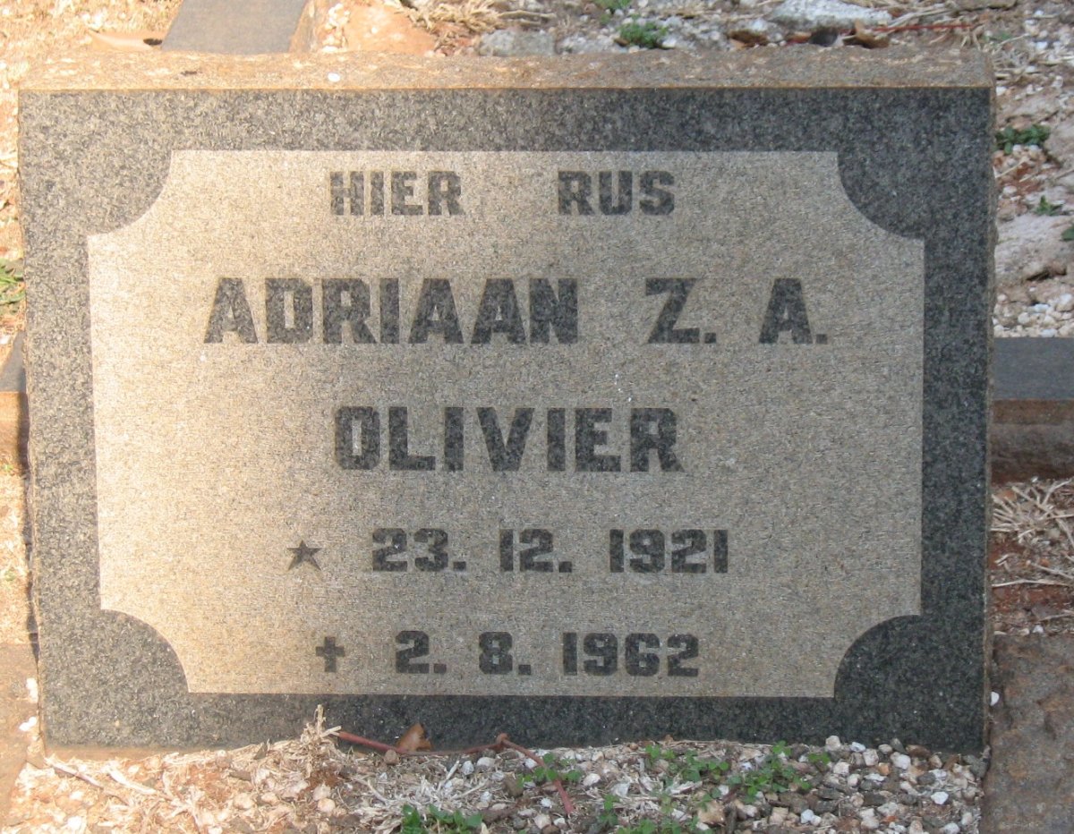 OLIVIER Adriaan Z.A. 1921-1962