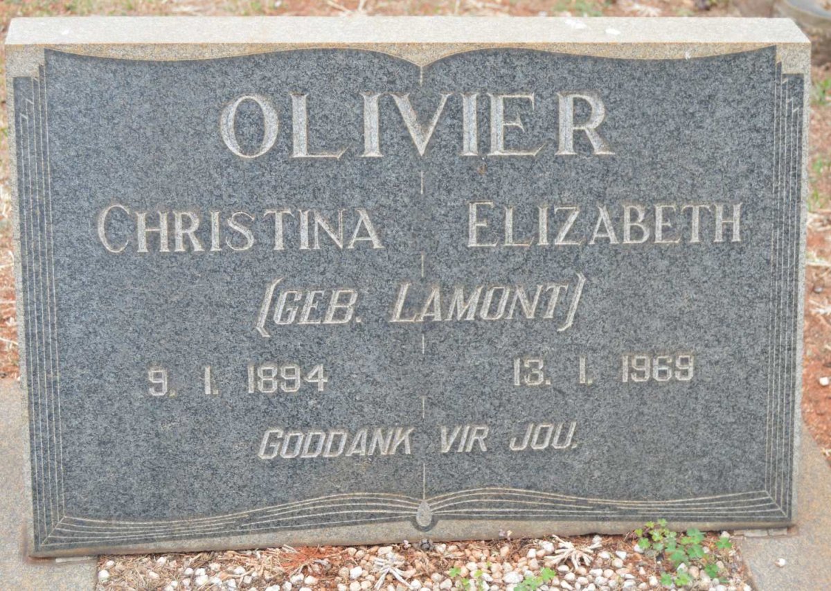 OLIVIER Christina Elizabeth nee LAMONT 1894-1969