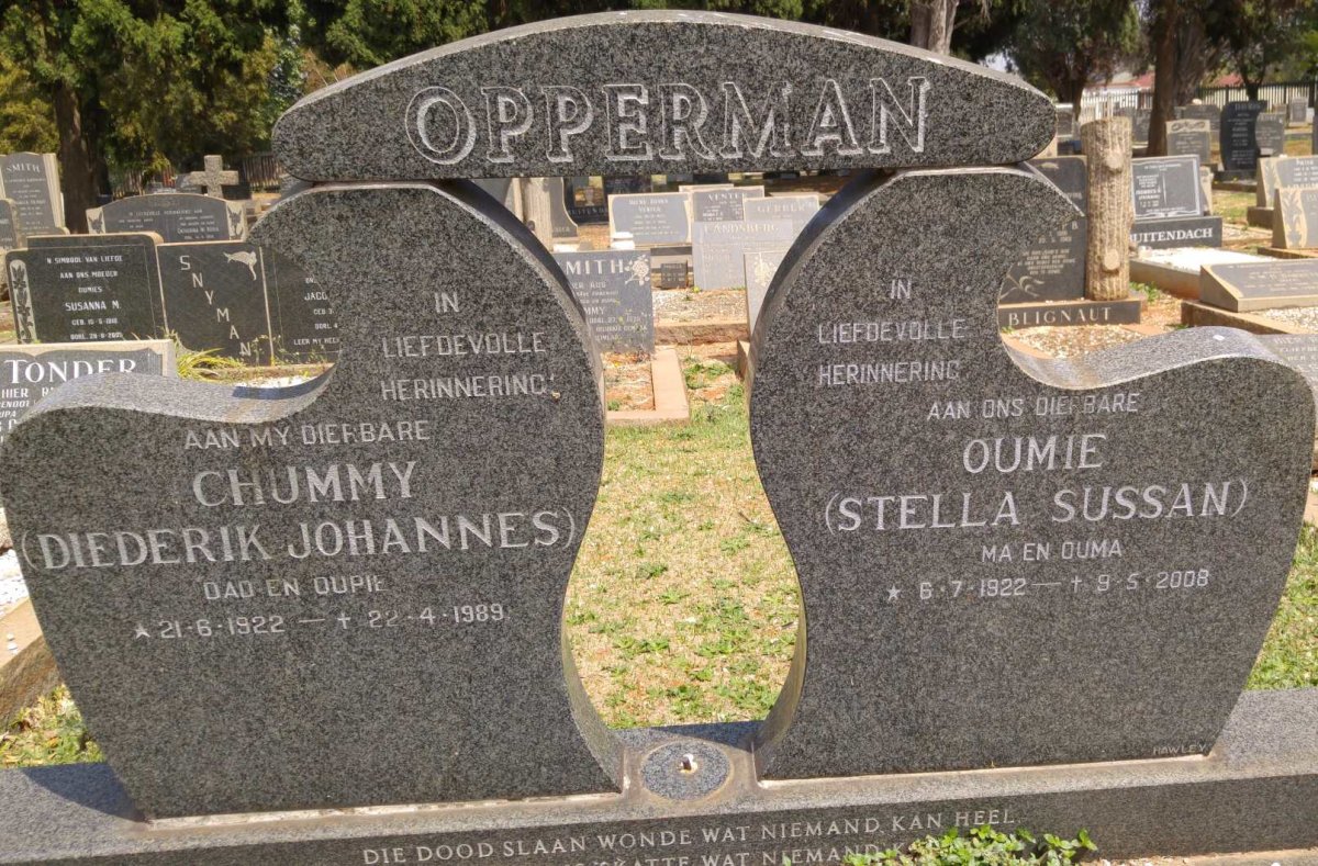 OPPERMAN Diederik Johannes 1922-1989 &amp; Stella Sussan 1922-2008