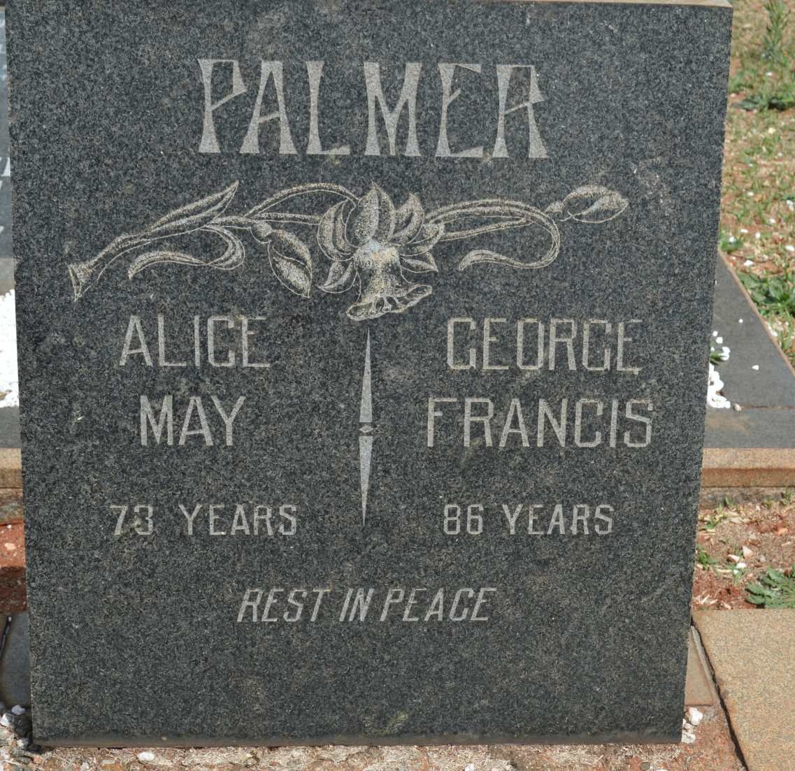 PALMER George Francis &amp; Alice May