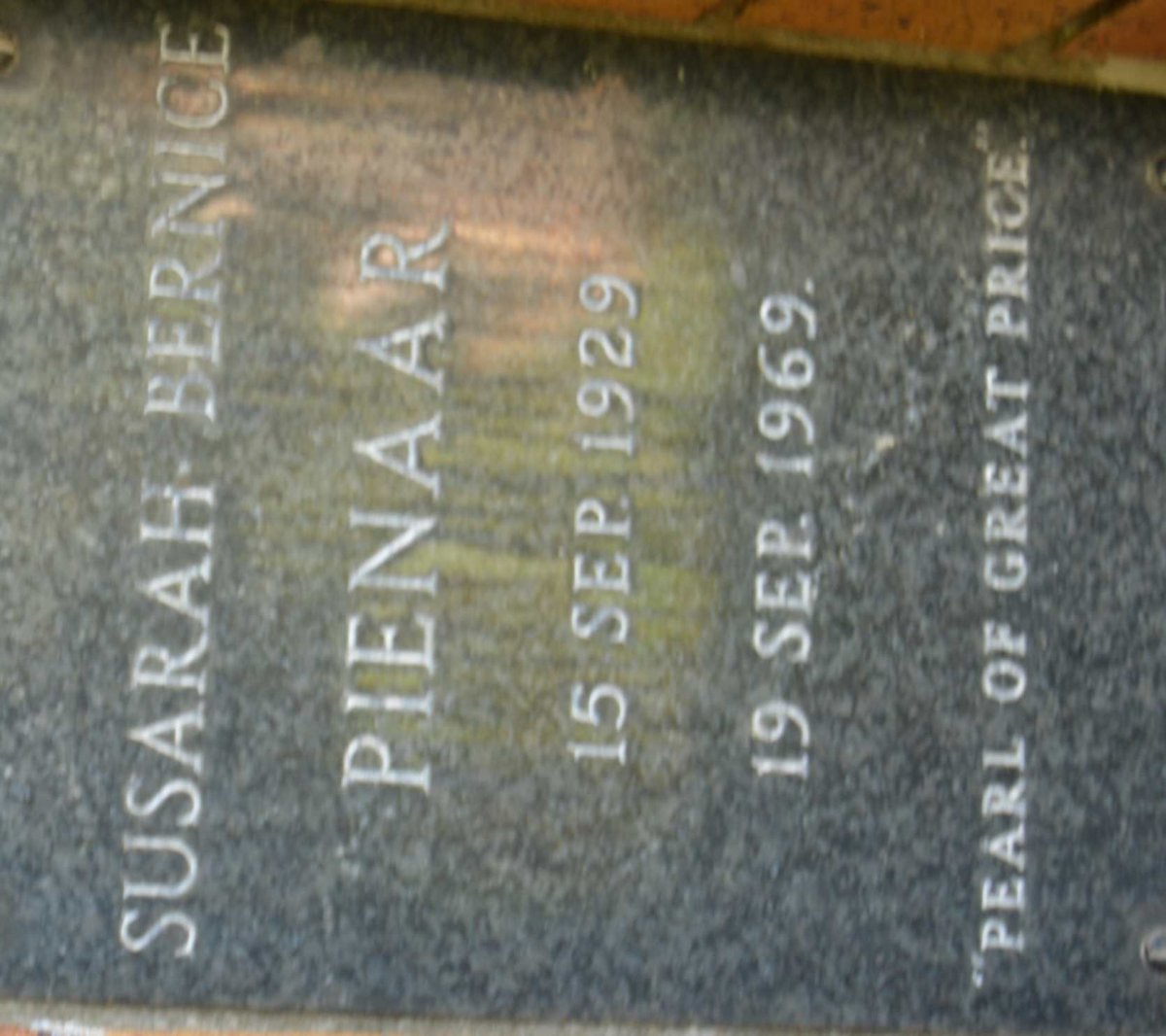 PIENAAR Susarah Bernice 1929-1969