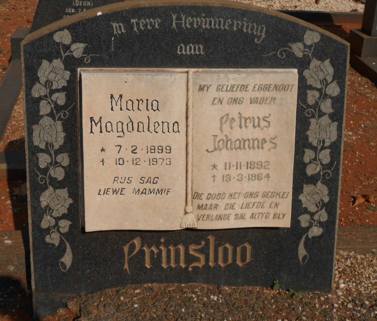 PRINSLOO Petrus Johannes 1892-1964 &amp; Maria Magdalena 1899-1973
