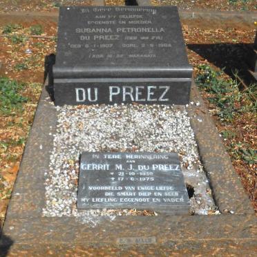 PREEZ Susanna Petronella, du nee VAN ZYL 1907-1964 :: DU PREEZ Gerrit M.J. 1930-1975