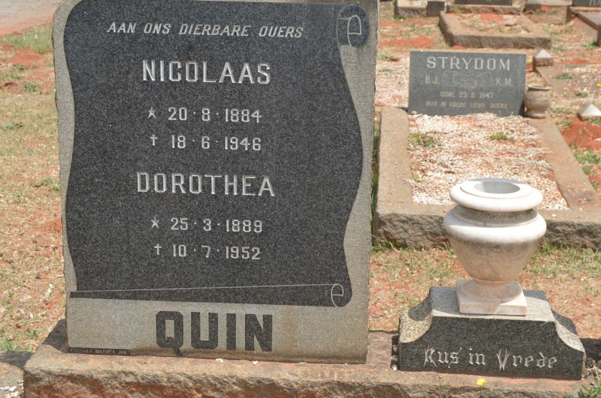 QUIN Nicolaas 1884-1946 &amp; Dorothea 1889-1952