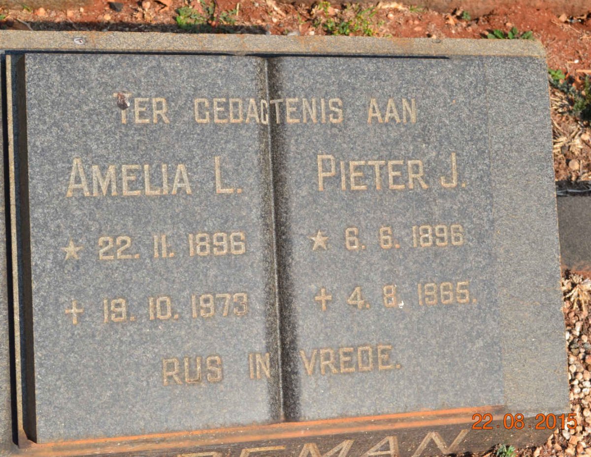 RADEMAN Pieter J. 1896-1965 &amp; Amelia L. 1896-1973