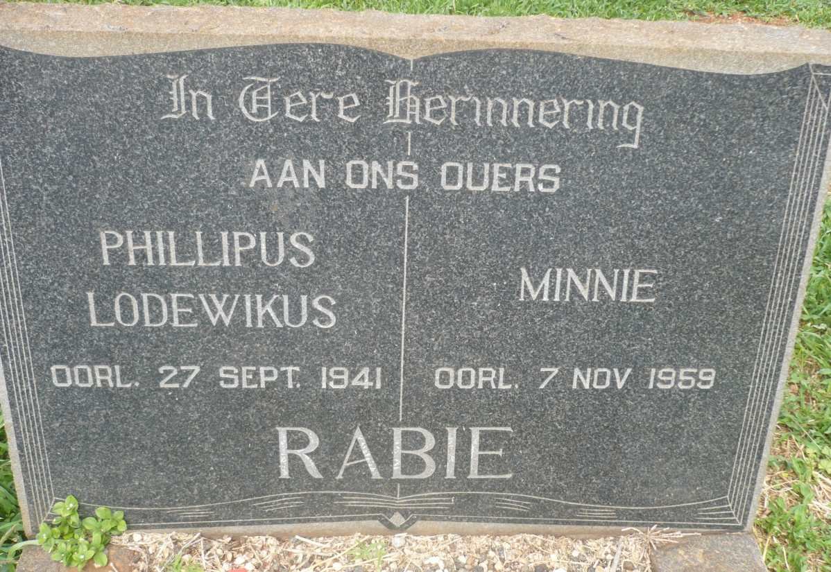 RABIE Phillipus Lodewikus -1941 &amp; Minnie -1959