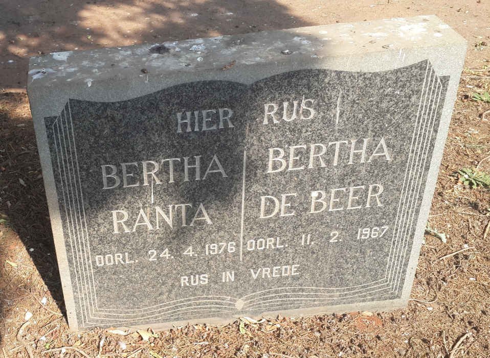 RANTA Bertha -1976 :: DE BEER Bertha -1967