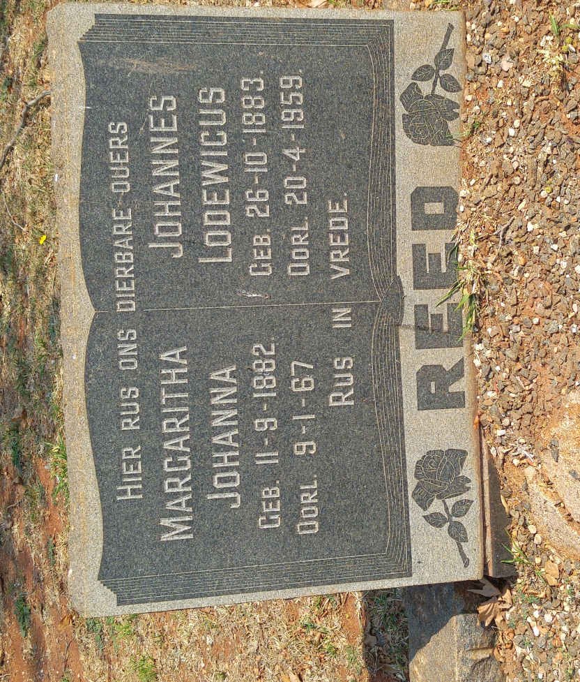 REED Johannes Lodewicus 1883-1959 &amp; Margaritha Johanna 1882-1967