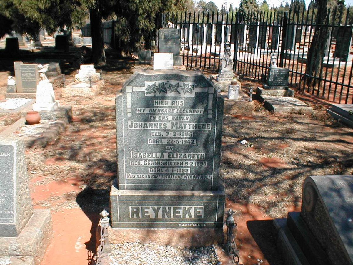 REYNEKE Johannes Mattheus 1905-1942 &amp; Isabella Elizabeth GERMISHUIZEN 1898-1969