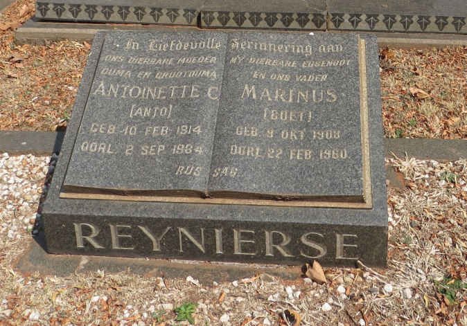 REYNIERSE Marinus 190?-1960 &amp; Antoinette C. 1914-1984