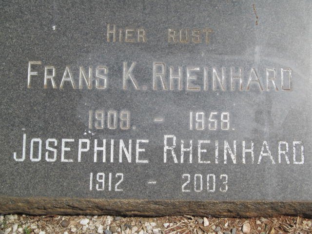 RHEINHARD Frans K. 1909-1958 &amp; Josephine 1912-2003