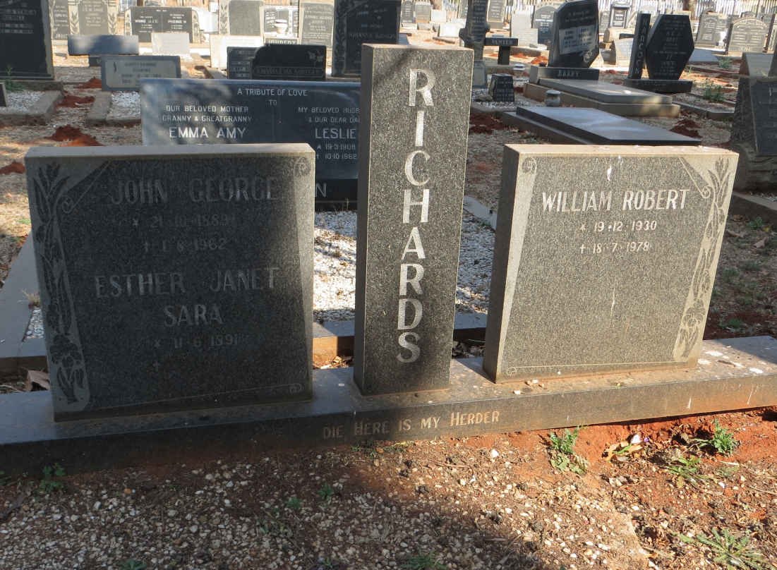 RICHARDS John George 1889-1962 &amp; Esther Janet Sara 1891- :: RICHARDS William Robert 1930-1978