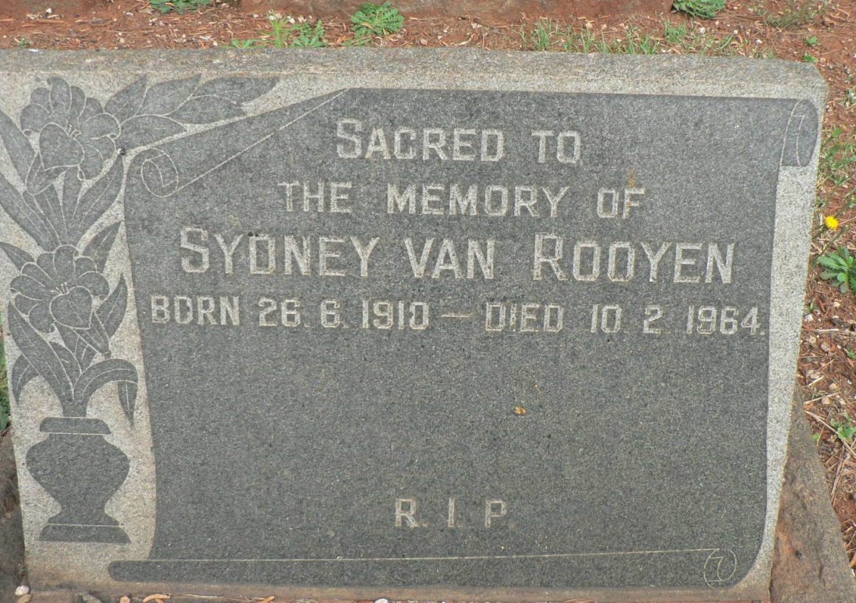ROOYEN Sydney, van 1910-1964