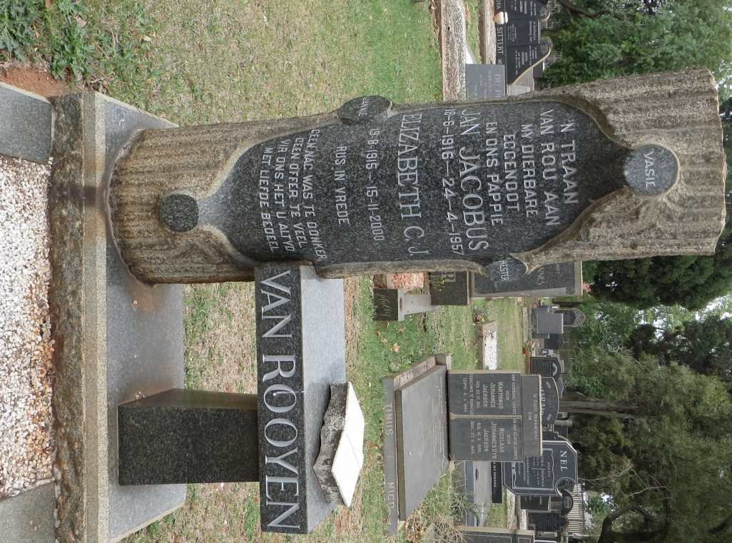 ROOYEN Jan Jacobus, van 1916-1957 &amp; Elizabeth C.J. 1915-2000