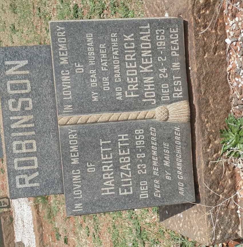 ROBINSON Frederick John Kendall -1963 &amp; Harriett Elizabeth -1958