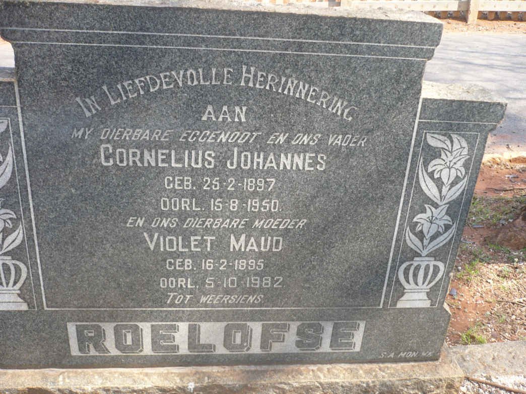 ROELOFSE Cornelius Johannes 1897-1950 &amp; Violet Maud 1895-1982