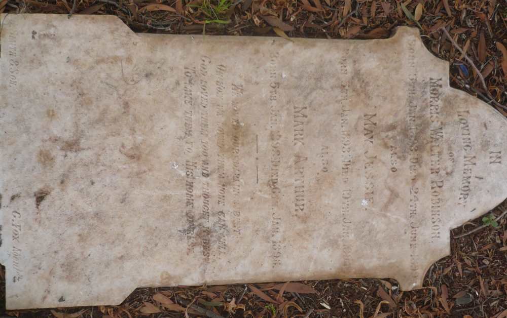 ROBINSON Morris Walter 1893-1899 :: ROBINSON May Jessie 1893-1894 :: ROBINSON Mark Arthur 1898-1898