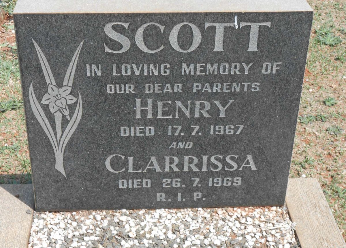 SCOTT Henry -1967 &amp; Clarrissa -1969