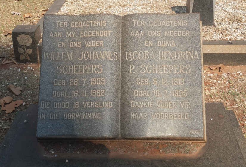 SCHEEPERS Willem Johannes 1909-1962 &amp; Jacoba Hendrina P. 1918-1985