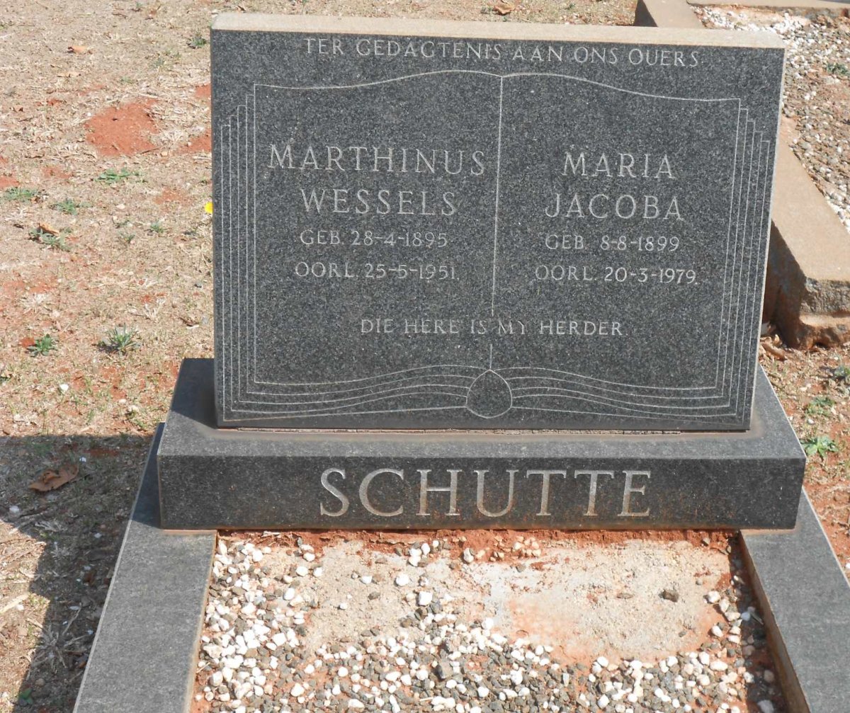 SCHUTTE Marthinus Wessels 1895-1951 &amp; Maria Jacoba 1899-1979