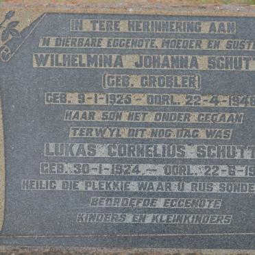 SCHUTTE Lukas Cornelius 1924-1987 &amp; Wilhelmina Johanna GROBLER 1925-1948